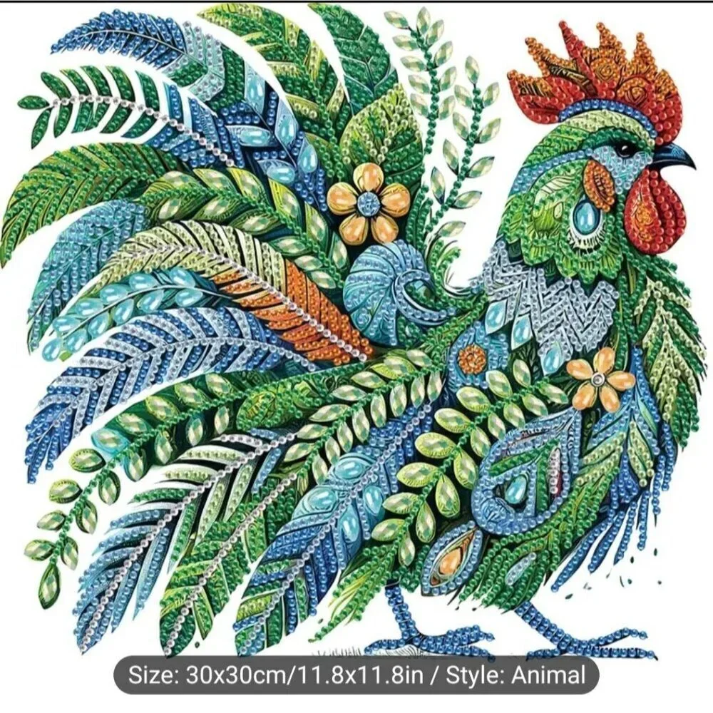 Completed Diamond Art Picture Rooster Size 9.8